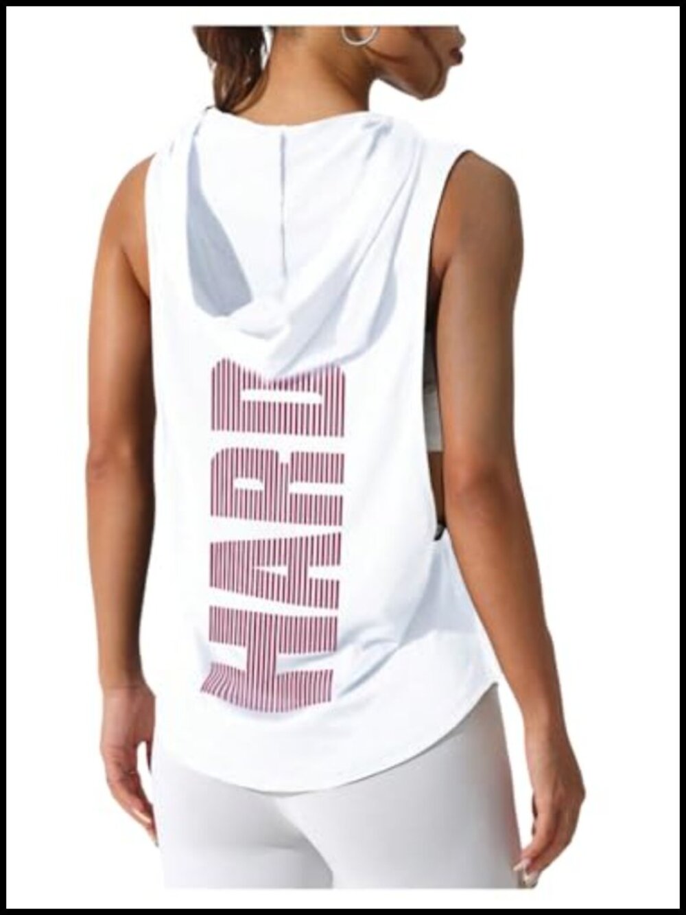Women's Hooded Sleeveless Cut Out Athletic Tank Top Gym Yoga Shirt